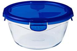 Pyrex 288PG Cook& Go Hőálló Üveg tárolóedény fedővel 1, 6L - Átlátszó / Kék (36849)