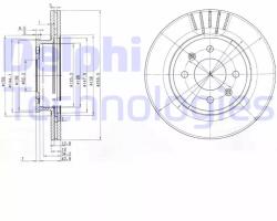 Delphi féktárcsa, szellőztetett, 256mm, 4 lyuk, Hyundai Gaetz 02-