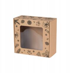  Karácsonyi Ablakos Karton Doboz, 20×20×10cm