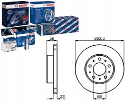 Bosch Féktárcsa, Volvo 740, 760, 262mm átmérő, 22mm vastagság, csavarokkal