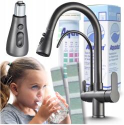 Ari Konyhai Csaptelep, kihúzható, grafit, vízszűrővel (Bateria Kuchenna Trójdrożna 1224)