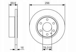 Bosch Féktárcsa, 296mm, 16mm vastag, tömör, IVECO DAILY