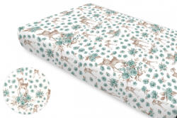  Baby Shop pamut, gumis lepedő 60*120 cm - menta őzike