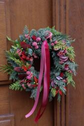  Karácsonyi Koszorú, Nemes Jelenfából, 60cm, karácsony (Wianek z żywej jodły Nobilis)