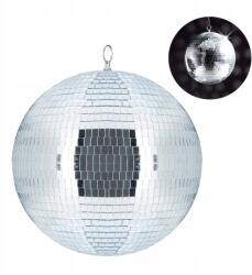 Relaxdays Diszkógömb, 30cm, üveg, fém, ezüst (10027841)