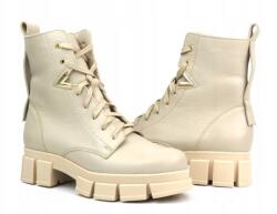 Pollonus Női bőr bakancs, bézs, szőrmével bélelt, természetes bőr (5-1583-001)