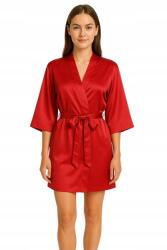  Női fürdőköpeny, szatén, könnyű, piros