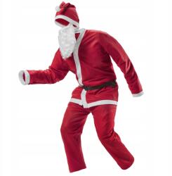 Ekvip Mikulás Jelmez Szett, sapka, köpeny, nadrág, szakáll és öv