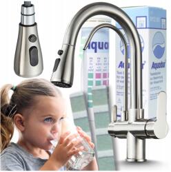 Ari Álló Konyhai Csaptelep, kihúzható csővel, Inox, háromutas, szűrős, Ari (Bateria Kuchenna Trójdrożna)