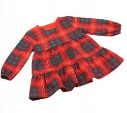 Mrofi Karácsonyi Babaruha, piros kockás ruha, nikkelmentes cipzár, plüss kabalafigura, ajándékdoboz (SUKIENKA POLA 98)