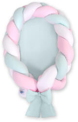 My Sweet Baby Babafészek, fonott, 2 az 1-ben, fehér/rózsaszín/menta