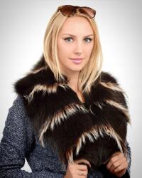  Sötétbarna rókaprém gallér, természetes róka szőrből, 104cm hosszú