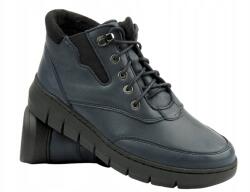 Helios Női Bokacipő Helios 561 Sötétkék Bőr Puha Bélelt Cipzáras (561.41)