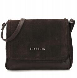 Toscanio barna válltáska, velúr, természetes bőr, 15×20×6cm (F256)