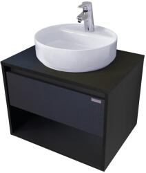Arthema Modulo Set masca lavoar baie cu blat si sertar, 75x46xH44 cm, finisaj negru/gri riflaj (7002FA01-NR5/7009CX75-NR5)