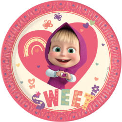 Procos Mása és a medve Sweet Heart papírtányér 8 db-os 23 cm FSC PNN97907 (PNN97907)