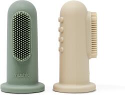 Mushie Ujjra húzható fogkefe - halvány türkiz és homok