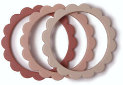 mushie Virágos rágóka - rózsa-púderrózsaszín-homok