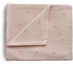 mushie Kötött takaró - csipkés púderrózsaszín