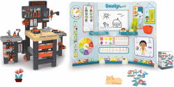 Smoby Set atelier de lucru cu trei părți și școală cu clasă Black&Decker Mega Center Smoby pentru preșcolari cu alfabet (SM360726-20) Set bricolaj copii