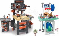 Smoby Set atelier de lucru cu trei părți și cărucior veterinar Black&Decker Mega Center Smoby cu cățeluș de pluș (SM360726-15) Set bricolaj copii