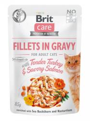 Brit Care Macska Filék szaftban, Pulyka és Lazac 12 x 85 g