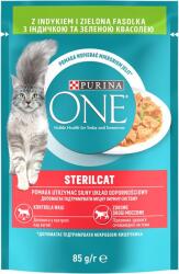 PURINA ONE STERILCATS mini tasakok pulykával és babbal szószban, 12 x 85 g