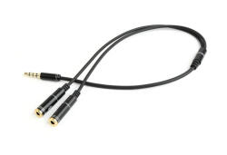 Gembird 3.5mm jack apa / 2x3.5mm jack anya 0.2m stereo audio adapter kábel fekete Gembird (CCA-417M)