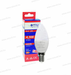 OMU Lighting LED izzó E14 C37 gyertya 4, 9W 470lm 4000K természetes fehér garancia 2 év (LBE14C374.94704000)