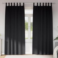 vidaXL Fekete Függöny Gyűrűkkel 2 pcs Fekete 225 x 140 cm Poliészter (4107540)