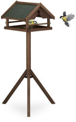 Relax Madáretető 120x62x55 cm álló fenyőfa madáretető állványos eleségtartó kerti dekoráció barna-zöld