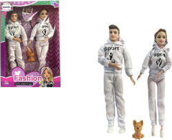 Mamido Păpuși Fashion Cuplu cu cățeluș, cuplu sportiv alb MT1192 (MT1192-WHITE) Papusa
