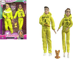 Mamido Păpuși Cuplu de Modă cu câine, cuplu sportiv galben MT1192 (MT1192-YELLOW) Papusa