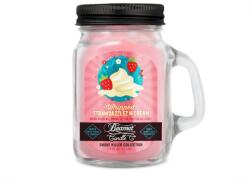 Beamer Candle Smoke Killer illatgyertya üvegedényben, füllel és fém kupakkal - Whipped Strawdazzlez N’ Cream - kicsi (BC-7434)