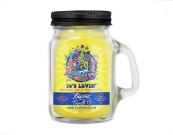 Beamer Candle Smoke Killer illatgyertya üvegedényben, füllel és fém kupakkal - 70’S LOVING’ - kicsi (BC-7404)