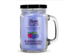 Beamer Candle Smoke Killer illatgyertya üvegedényben, füllel és fém kupakkal - Blueberries Smell Like Raspberries - nagy (BC-7394)