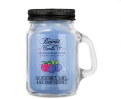 Beamer Candle Smoke Killer illatgyertya üvegedényben, füllel és fém kupakkal - Blueberries Smell Like Raspberries - kicsi (BC-7438)