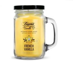 Beamer Candle Smoke Killer illatgyertya üvegedényben, füllel és fém kupakkal - French Vanilla - nagy (BC-7395)