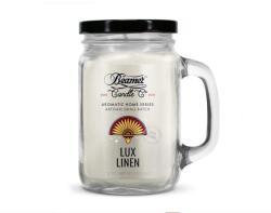 Beamer Candle Smoke Killer illatgyertya üvegedényben, füllel és fém kupakkal - Lux Linen - nagy (BC-7398)