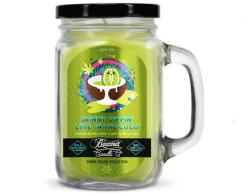 Beamer Candle Smoke Killer illatgyertya üvegedényben, füllel és fém kupakkal - Skinny Dippin’ Lime in the Coco - nagy (BC-7385)
