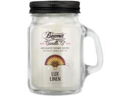 Beamer Candle Smoke Killer illatgyertya üvegedényben, füllel és fém kupakkal - Lux Linen - kicsi (BC-7442)