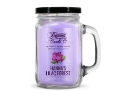 Beamer Candle Smoke Killer illatgyertya üvegedényben, füllel és fém kupakkal - Hanna’s Lilac Forest - nagy (BC-7396)