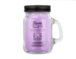 Beamer Candle Smoke Killer illatgyertya üvegedényben, füllel és fém kupakkal - Lavender Chamomile - kicsi (BC-7441)