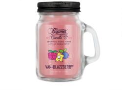 Beamer Candle Smoke Killer illatgyertya üvegedényben, füllel és fém kupakkal - Van-BlazzBerry - kicsi (BC-7446)