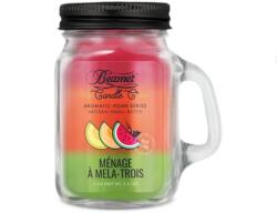 Beamer Candle Smoke Killer illatgyertya üvegedényben, füllel és fém kupakkal - Ménage à Melà-Trois - kicsi (BC-7443)