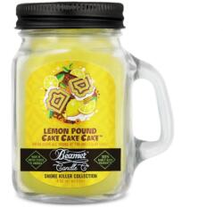 Beamer Candle Smoke Killer illatgyertya üvegedényben, füllel és fém kupakkal - Lemon Pound Cake - kicsi (BC-7420)