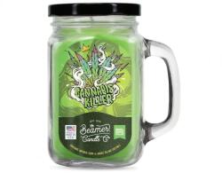 Beamer Candle Smoke Killer illatgyertya üvegedényben, füllel és fém kupakkal - Cannabis Killer - nagy (BC-7363)
