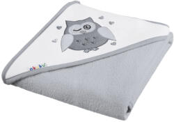 Akuku Baba kapucnis törölköző, 100×100cm, Szürke bagoly