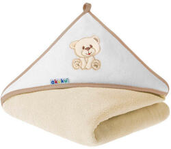 Akuku Baba kapucnis törölköző, 100×100cm, Bézs maci