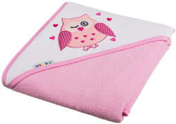 Akuku Baba kapucnis törölköző, 100×100cm, Rózsaszín bagoly